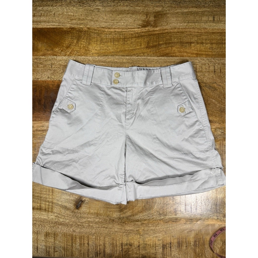 Banana Republic Martin Fit Shorts Womens 4 Beige Khaki Stretch Cuffed